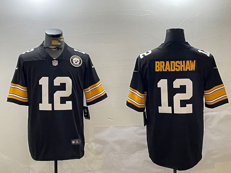 Men Pittsburgh Steelers #12 Bradshaw Black 2024 Nike Limited NFL Jersey style 3